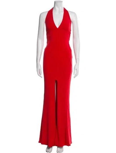 Pre-owned Nookie Halterneck Long Dress In Red
