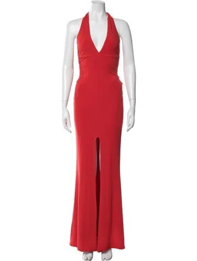 Pre-owned Nookie Halterneck Long Dress In Red