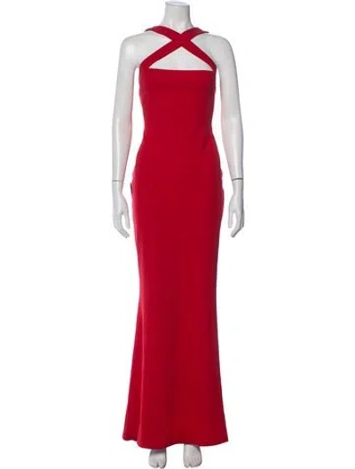 Pre-owned Nookie Halterneck Long Dress In Red