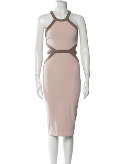 Pre-owned Nookie Halterneck Midi Length Dress In Neutrals