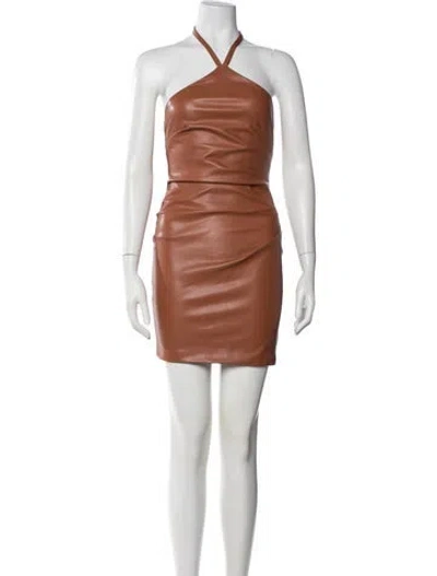 Pre-owned Nookie Halterneck Mini Dress In Brown
