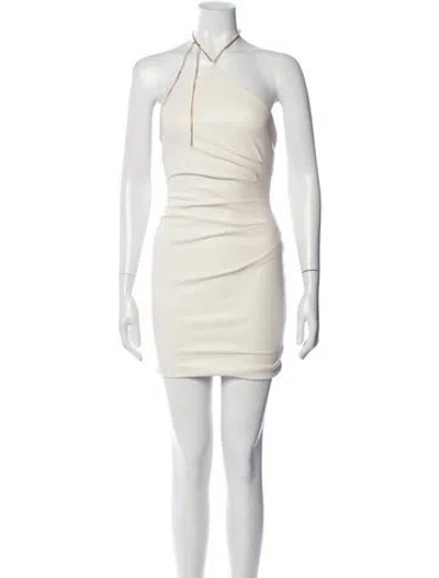 Pre-owned Nookie Halterneck Mini Dress In Neutral