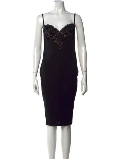 Pre-owned Nookie Lace Pattern Knee-length Dress In Black