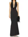 Nookie Lala Halter Maxi Dress In Black In Black