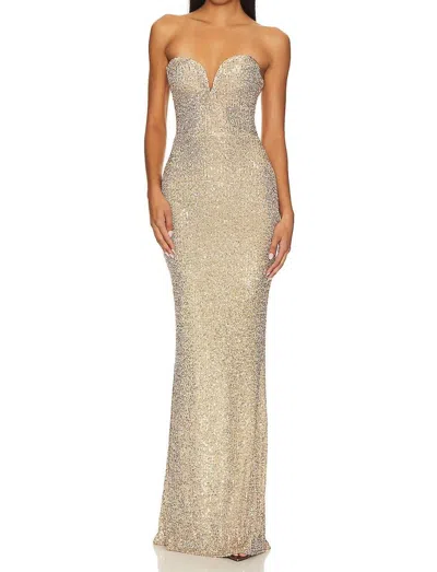 Nookie Lumiere Gown Sweetheart Strapless Sequince Dress In Gold