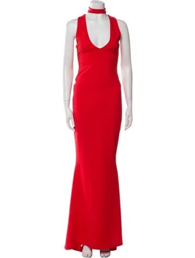 Pre-owned Nookie Mock Neck Long Dress In Orange