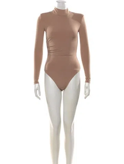 Pre-owned Nookie Mock Neck Long Sleeve Bodysuit W/ Tags In Neutrals