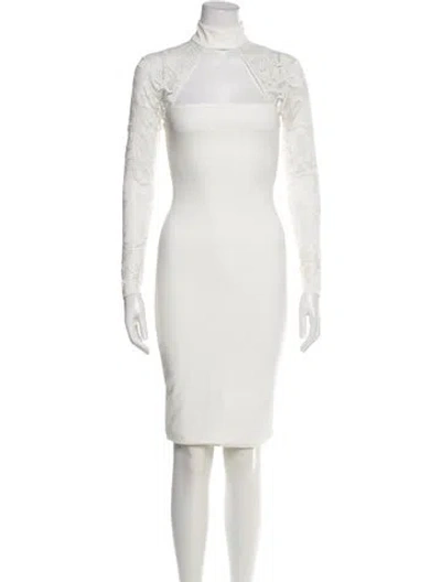 Pre-owned Nookie Mock Neck Midi Length Dress In White