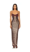 Nookie Monet Twist Gown In Cocoa & Copper