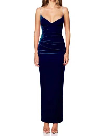 Nookie Mystery Maxi Velvet Gown In Teal In Blue