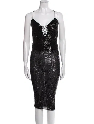 Pre-owned Nookie Nylon Midi Length Dress In Black