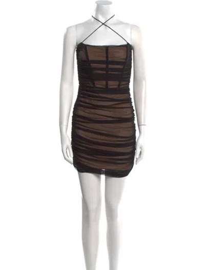 Pre-owned Nookie Nylon Mini Dress In Brown