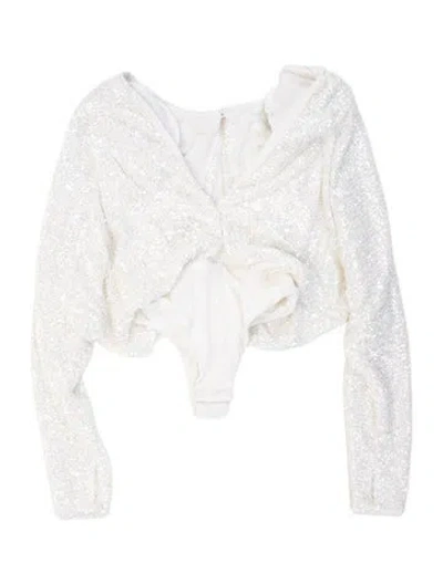Pre-owned Nookie Nylon V-neck Bodysuit In Neutrals