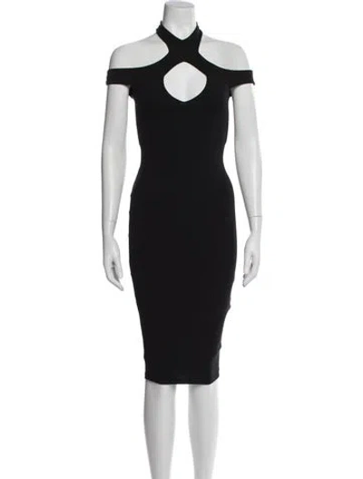 Pre-owned Nookie Off-the-shoulder Knee-length Dress In Black