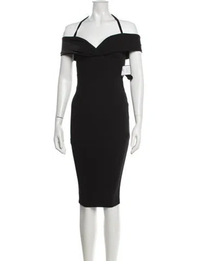 Pre-owned Nookie Off-the-shoulder Knee-length Dress In Black
