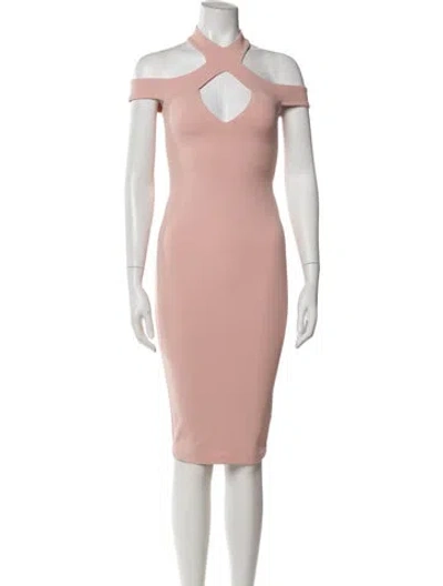 Pre-owned Nookie Off-the-shoulder Knee-length Dress In Neutral