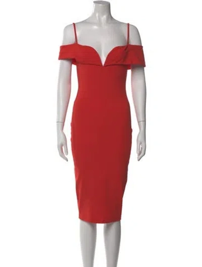 Pre-owned Nookie Off-the-shoulder Knee-length Dress In Orange