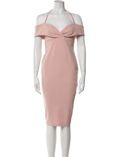 Pre-owned Nookie Off-the-shoulder Knee-length Dress In Pink