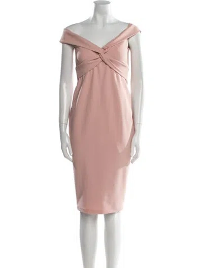 Pre-owned Nookie Off-the-shoulder Knee-length Dress In Pink