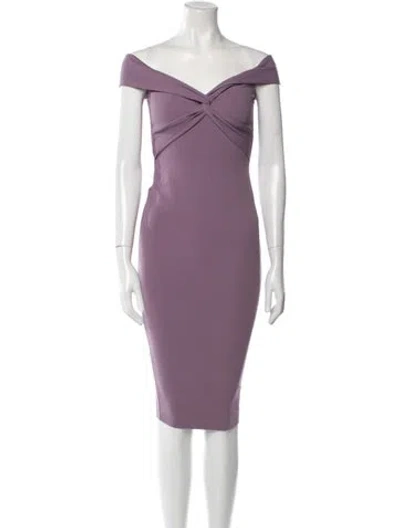 Pre-owned Nookie Off-the-shoulder Knee-length Dress In Purple