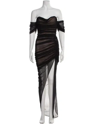 Pre-owned Nookie Off-the-shoulder Long Dress In Black