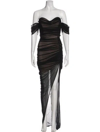 Pre-owned Nookie Off-the-shoulder Long Dress In Black