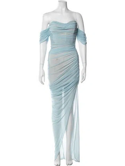 Pre-owned Nookie Off-the-shoulder Long Dress In Blue