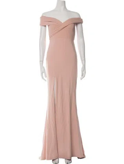 Pre-owned Nookie Off-the-shoulder Long Dress In Pink