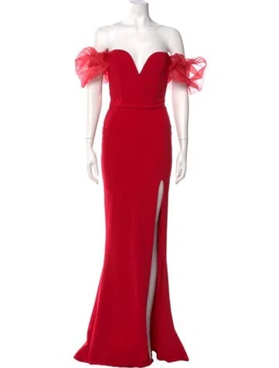 Pre-owned Nookie Off-the-shoulder Long Dress In Red