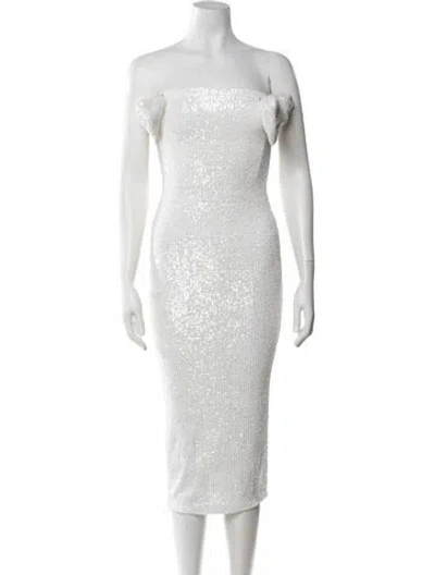 Pre-owned Nookie Off-the-shoulder Midi Length Dress In White