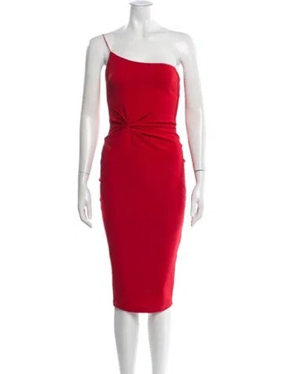 Pre-owned Nookie One-shoulder Knee-length Dress In Red