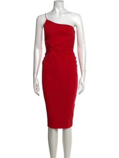 Pre-owned Nookie One-shoulder Knee-length Dress In Red