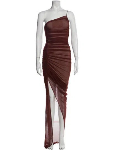 Pre-owned Nookie One-shoulder Long Dress In Brown