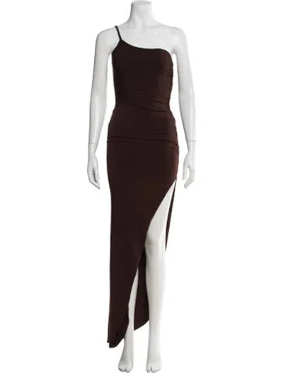 Pre-owned Nookie One-shoulder Long Dress In Brown