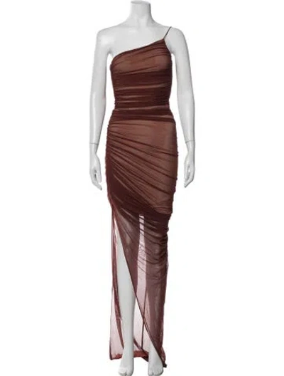 Pre-owned Nookie One-shoulder Long Dress In Brown