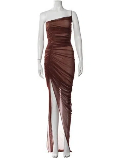 Pre-owned Nookie One-shoulder Long Dress In Brown