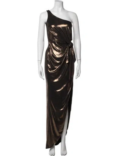 Pre-owned Nookie One-shoulder Long Dress In Brown