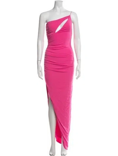 Pre-owned Nookie One-shoulder Long Dress In Pink