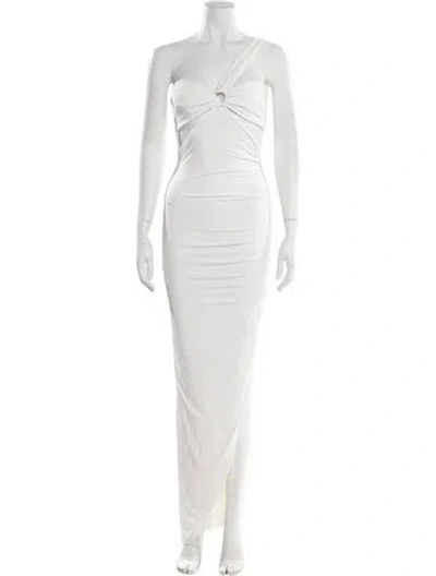 Pre-owned Nookie One-shoulder Long Dress In White