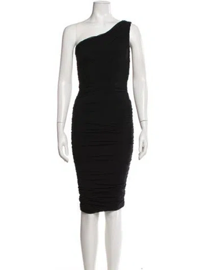 Pre-owned Nookie One-shoulder Midi Length Dress In Black