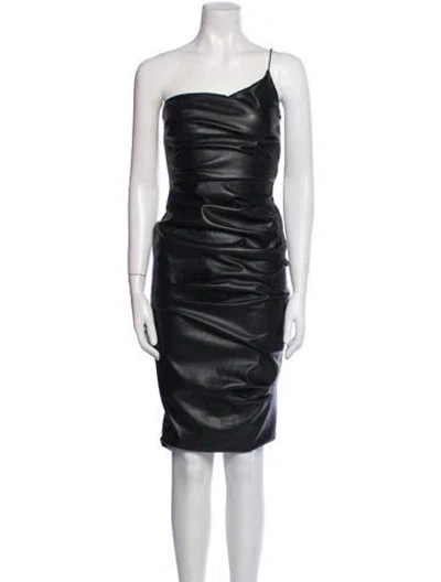 Pre-owned Nookie One-shoulder Midi Length Dress In Black