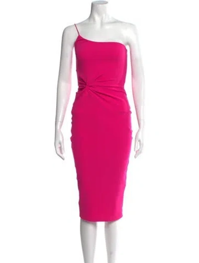 Pre-owned Nookie One-shoulder Midi Length Dress In Pink