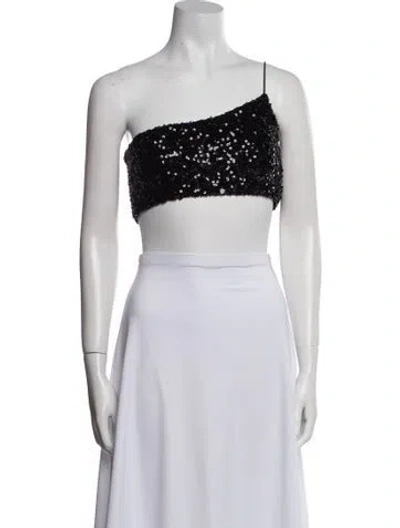 Pre-owned Nookie One-shoulder Sleeveless Crop Top In Black