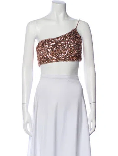 Pre-owned Nookie One-shoulder Sleeveless Crop Top W/ Tags In Brown