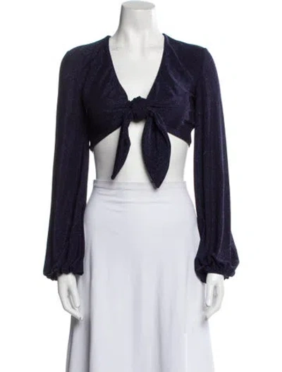 Pre-owned Nookie Open Front Long Sleeve Crop Top In Purple