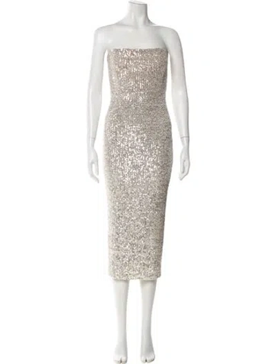 Pre-owned Nookie Patterned Knee-length Dress In Silver