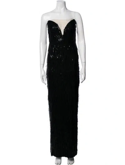 Pre-owned Nookie Patterned Long Dress In Black
