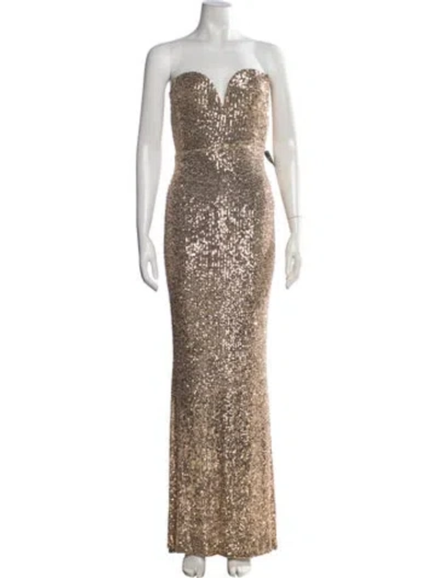 Pre-owned Nookie Patterned Long Dress In Gold