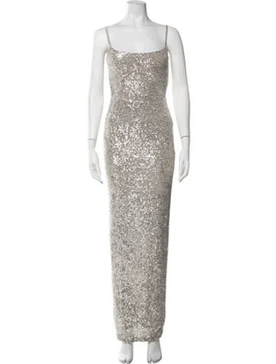 Pre-owned Nookie Patterned Long Dress In Silver