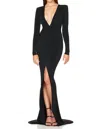 Nookie Plunge Neck Farrah Gown In Black In Black
